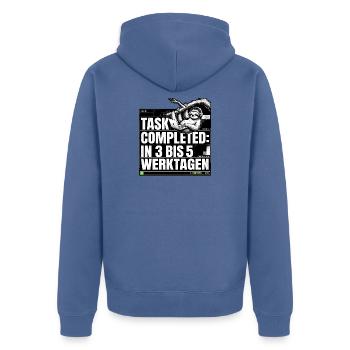 Büro Faultier - Unisex Premium Bio Zip Hoodie - Taubenblau - Hinten - Nico (187cm)