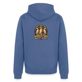 Nachbar Erdmännchen - Unisex Premium Bio Zip Hoodie - Taubenblau - Hinten - Nico (187cm)