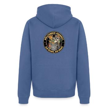 Gourmet Waschbär Müll - Unisex Premium Bio Zip Hoodie - Taubenblau - Hinten - Nico (187cm)