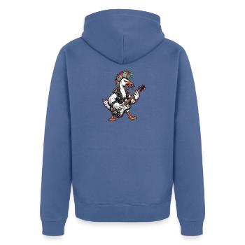 Punker Gans - Unisex Premium Bio Zip Hoodie - Taubenblau - Hinten - Nico (187cm)