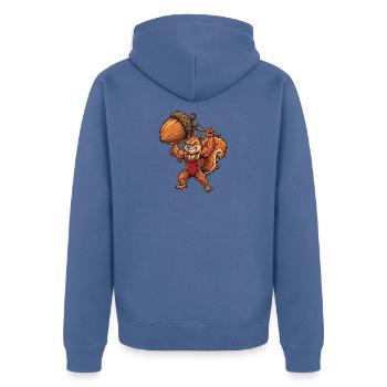 BodyBuilding Eichhörnchen - Unisex Premium Bio Zip Hoodie - Taubenblau - Hinten - Nico (187cm)