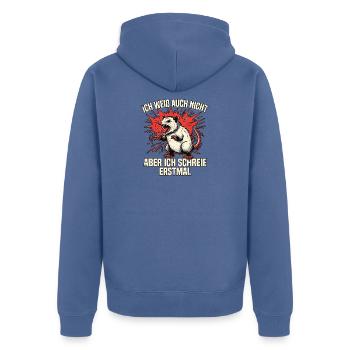 Schrei Ratte - Unisex Premium Bio Zip Hoodie - Taubenblau - Hinten - Nico (187cm)