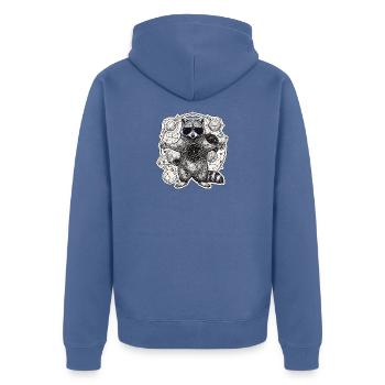 Kosmischer Waschbär - Unisex Premium Bio Zip Hoodie - Taubenblau - Hinten - Nico (187cm)