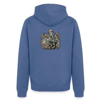 Garten Skelett - Unisex Premium Bio Zip Hoodie - Taubenblau - Hinten - Nico (187cm)