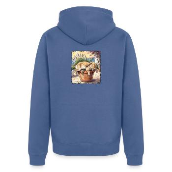 Siesta Kaninchen - Unisex Premium Bio Zip Hoodie - Taubenblau - Hinten - Nico (187cm)