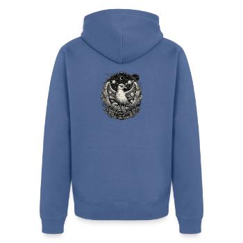 Möwen Kosmos - Unisex Premium Bio Zip Hoodie - Taubenblau - Hinten - Nico (187cm)