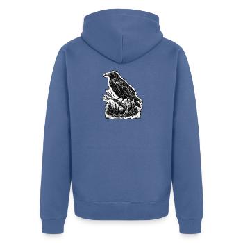 Nebelkrähe Schamane - Unisex Premium Bio Zip Hoodie - Taubenblau - Hinten - Nico (187cm)