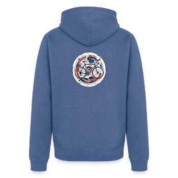 Rennrad Emblem - Unisex Premium Bio Zip Hoodie - Taubenblau - Hinten - Nico (187cm)