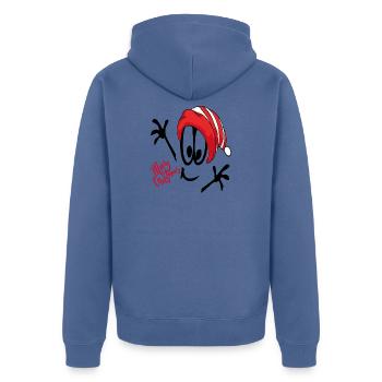 Weihnachtsmann Merry Christmas Comic - Unisex Premium Bio Zip Hoodie - Taubenblau - Hinten - Nico (187cm)