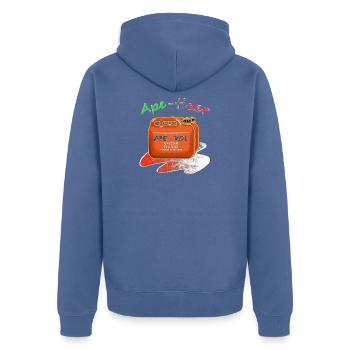 APE-rol tip APE-tizer - Unisex Premium Organic Zip Hoodie - stone blue - Back - Nico (187cm)