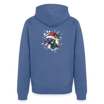 Peacock Bird Christmas Funny - Unisex Premium Organic Zip Hoodie - stone blue - Back - Nico (187cm)