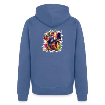 Hund Dog Kunst Graffiti - Unisex Premium Bio Zip Hoodie - Taubenblau - Hinten - Nico (187cm)
