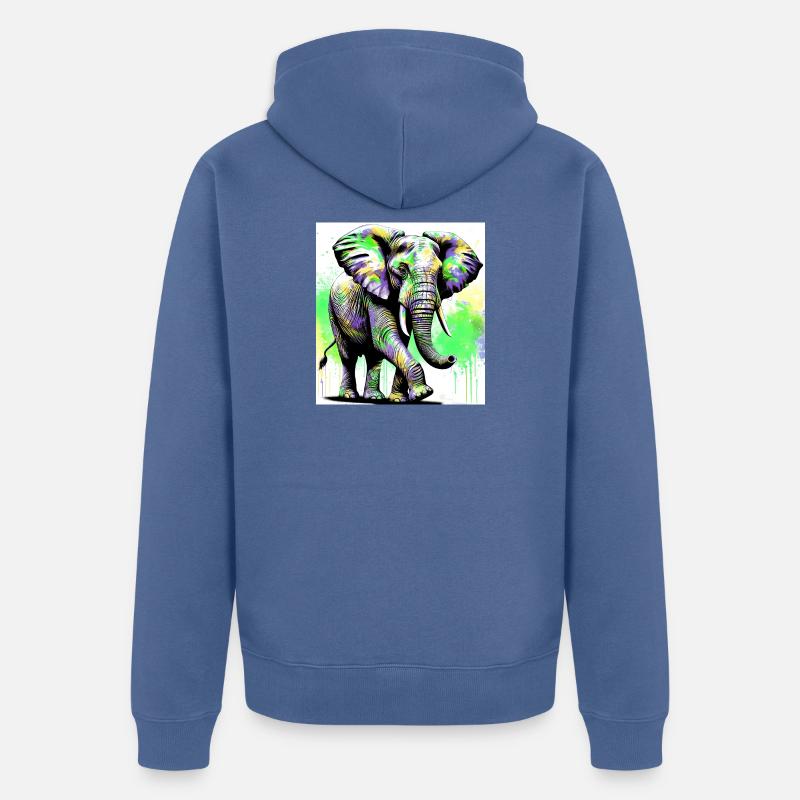 Elefant - Unisex Premium Bio Zip Hoodie - Taubenblau