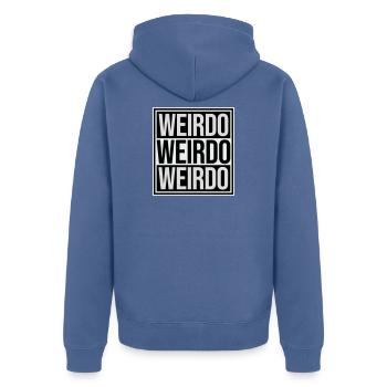 Weirdo Komischer Verrückter Lustiger Spruch Logo - Unisex Premium Bio Zip Hoodie - Taubenblau - Hinten - Nico (187cm)