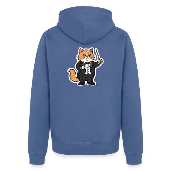 Dirigent Katze Orchester Taktstock T-Shirt - Unisex Premium Bio Zip Hoodie - Taubenblau - Hinten - Nico (187cm)