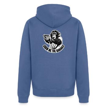 Zeig mir die Bananen - Unisex Premium Bio Zip Hoodie - Taubenblau - Hinten - Nico (187cm)