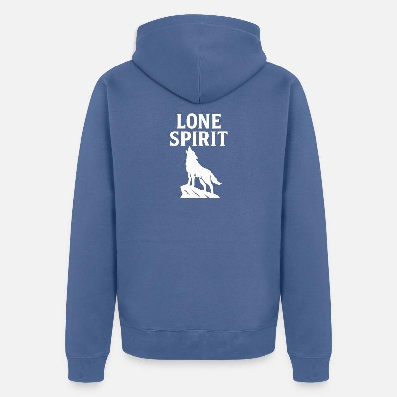 Design des einsamen Wolfsgeistes - Unisex Premium Bio Zip Hoodie - Taubenblau