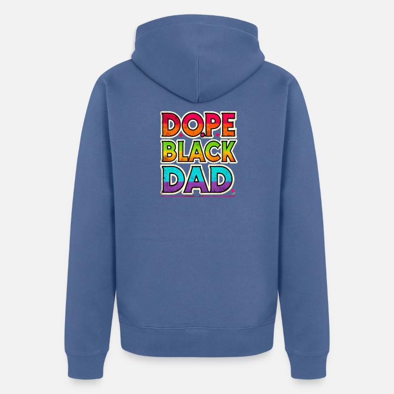 Cooles schwarzes Papa-Regenbogen-Design - Unisex Premium Bio Zip Hoodie - Taubenblau