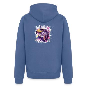 Color Explosion Eagle Head Art - Unisex Premium Organic Zip Hoodie - stone blue - Back - Nico (187cm)