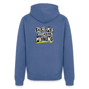 Faschismus ist keine Meinung – Statement - Unisex Premium Bio Zip Hoodie - Taubenblau - Hinten - Nico (187cm)