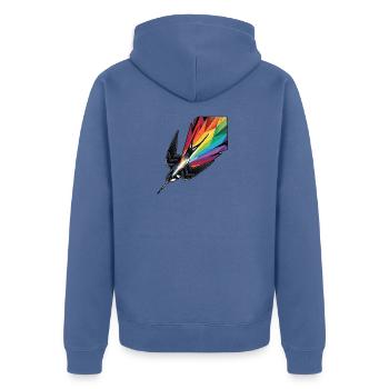 Bunter Vogel Schwalbe - Unisex Premium Bio Zip Hoodie - Taubenblau - Hinten - Nico (187cm)