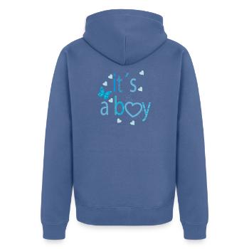 It's a Boy – Cheerful typography with a heart - Unisex Premium Organic Zip Hoodie - stone blue - Back - Nico (187cm)