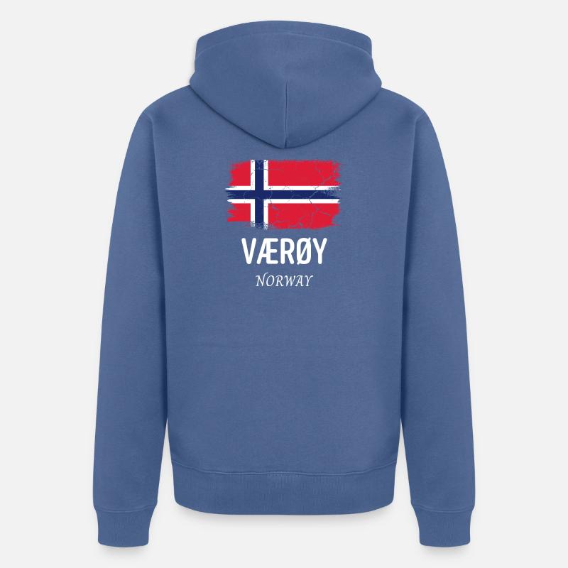 VÆRØY - Veste à capuche bio Premium Unisexe - bleu pigeon