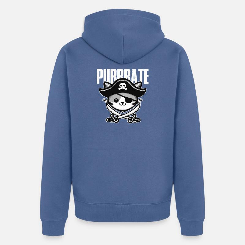 Chat Pirate Tricorne - Veste à capuche bio Premium Unisexe - bleu pigeon