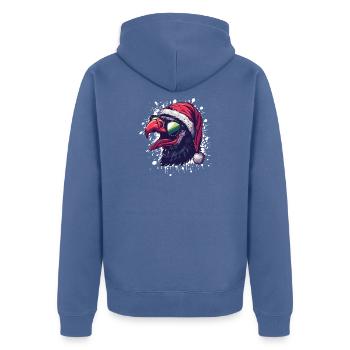 Harpie oiseau Noël drôle d’aigle - Veste à capuche bio Premium Unisexe - bleu pigeon - Dos - Nico (187cm)