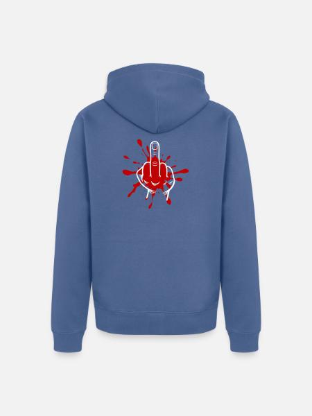 Mittelfinger Hand Rote Farbspritzer - Unisex Premium Bio Zip Hoodie - Taubenblau