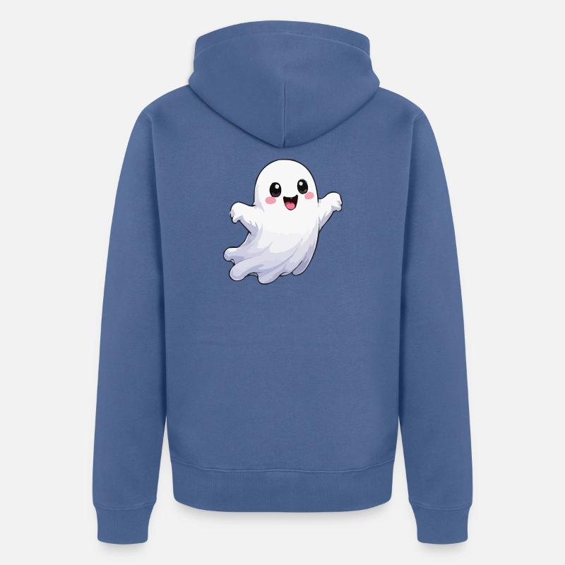 Ghost Comic Fun - Unisex Premium Organic Zip Hoodie - stone blue