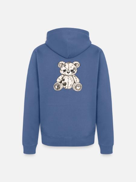 Teddybär Original Zeichnung - Unisex Premium Bio Zip Hoodie - Taubenblau