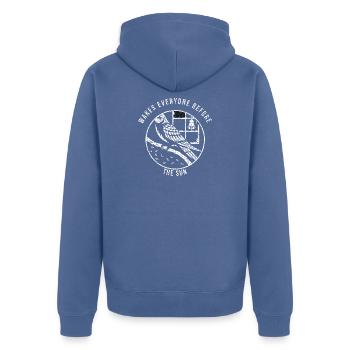 Nymphensittich - Wakes Everyone Before The Sun - V - Unisex Premium Bio Zip Hoodie - Taubenblau - Hinten - Nico (187cm)