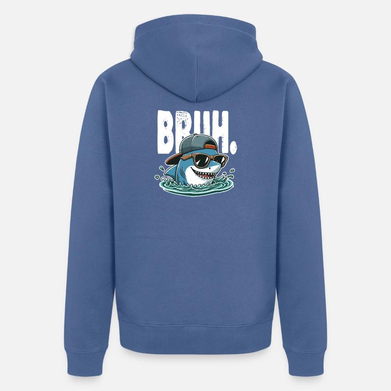 Requin swag surfeur Bruh - Veste à capuche bio Premium Unisexe - bleu pigeon