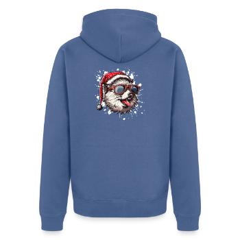 Hérisson Noël Drôle - Veste à capuche bio Premium Unisexe - bleu pigeon - Dos - Nico (187cm)