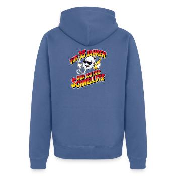 Vor 35 Jahren war ich der Schnellste – Lustiger Sp - Unisex Premium Bio Zip Hoodie - Taubenblau - Hinten - Nico (187cm)