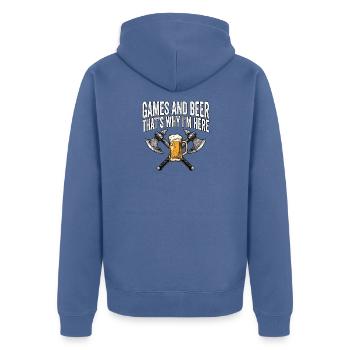 Mittelalter Axt Spiele Bier - Unisex Premium Bio Zip Hoodie - Taubenblau - Hinten - Nico (187cm)