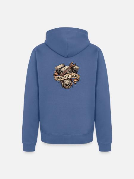 Heavy Metal Autoschrauber - Unisex Premium Bio Zip Hoodie - Taubenblau