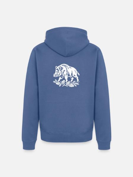 Wildschwein Blattwerk Silhouette - Unisex Premium Bio Zip Hoodie - Taubenblau