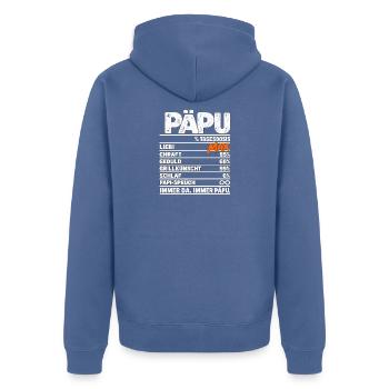 Päpu Dosis: Päpu Liebe XXL - Unisex Premium Bio Zip Hoodie - Taubenblau - Hinten - Nico (187cm)