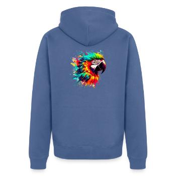 Parrot - Unisex Premium Organic Zip Hoodie - stone blue - Back - Nico (187cm)