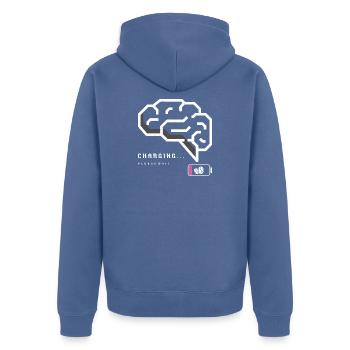 Charge neuronale Cerveau Graphique - Veste à capuche bio Premium Unisexe - bleu pigeon - Dos - Nico (187cm)