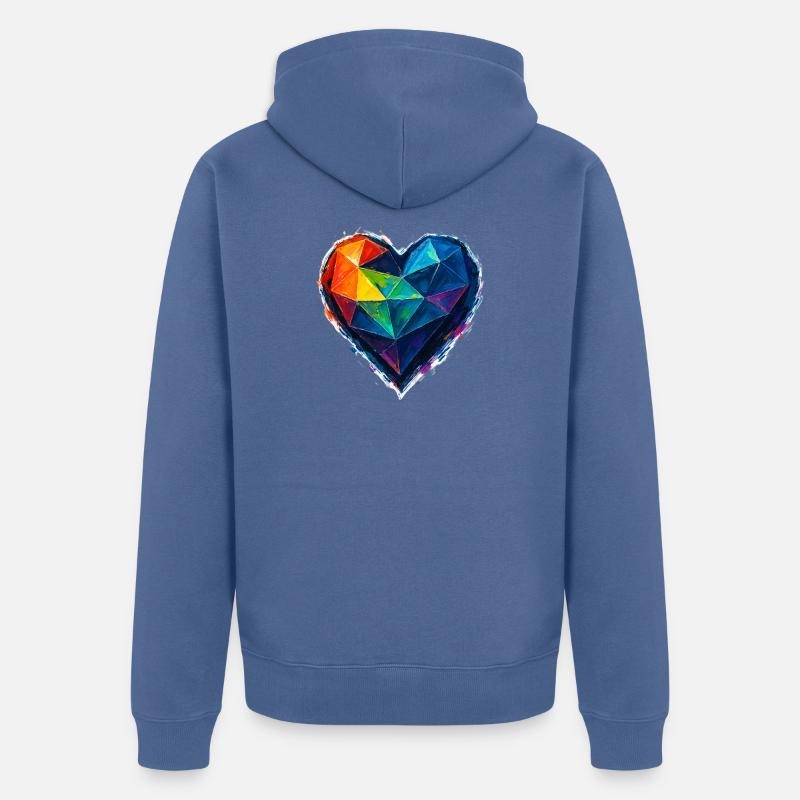 Amour - Cœur - Saint Valentin - Mariage - Veste à capuche bio Premium Unisexe - bleu pigeon