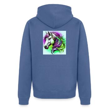 cheval - Veste à capuche bio Premium Unisexe - bleu pigeon - Dos - Nico (187cm)