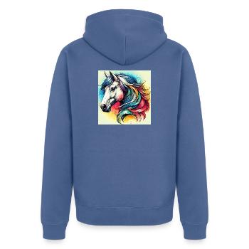cheval - Veste à capuche bio Premium Unisexe - bleu pigeon - Dos - Nico (187cm)