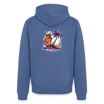 Squirrel Summer Comic - Unisex Premium Organic Zip Hoodie - stone blue - Back - Nico (187cm)