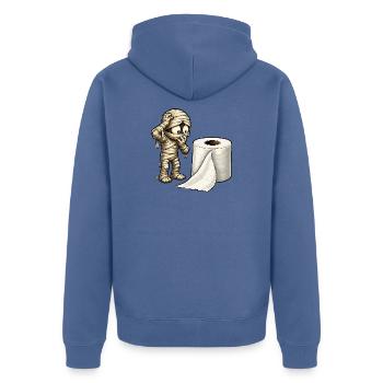 La momie et le dessin animé en papier toilette - Veste à capuche bio Premium Unisexe - bleu pigeon - Dos - Nico (187cm)