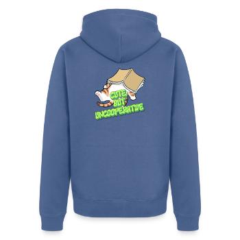 Chat mignon mais peu coopératif - Veste à capuche bio Premium Unisexe - bleu pigeon - Dos - Nico (187cm)