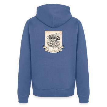 Roh Honig Ernährung - Unisex Premium Bio Zip Hoodie - Taubenblau - Hinten - Nico (187cm)
