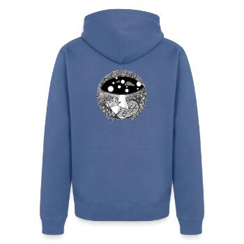 Fuchs Illustration schwarzweiß - Unisex Premium Bio Zip Hoodie - Taubenblau - Hinten - Nico (187cm)